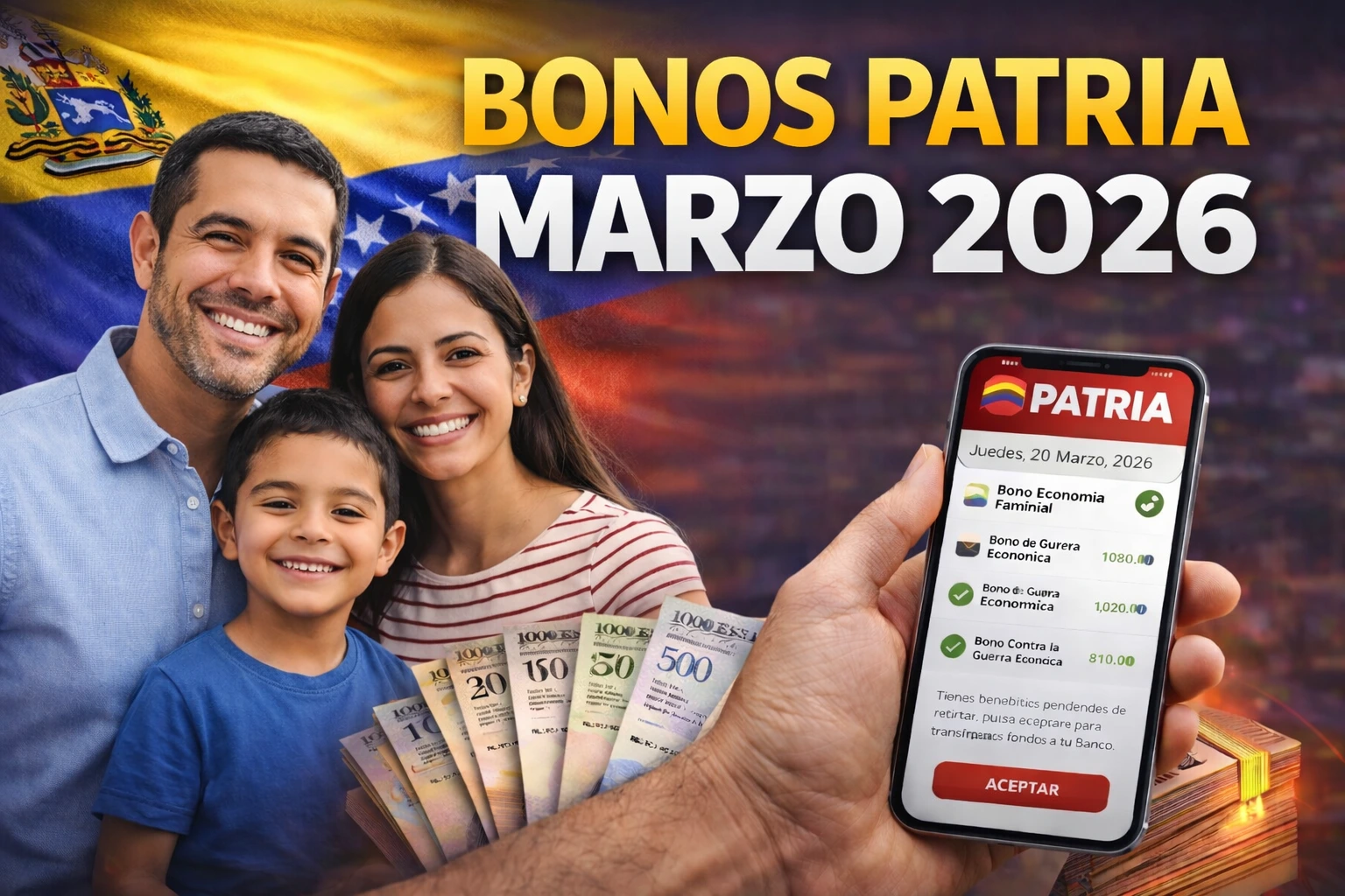 Bonos Patria marzo 2026 pagos disponibles del 20 y cómo activarlos